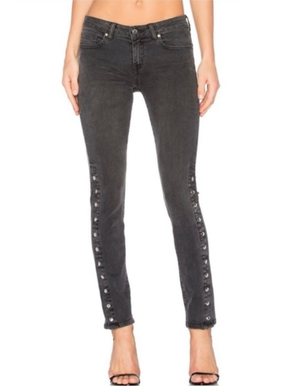 IRO Jeans Biba Snap Button Cuff Washed Black Skinny 27